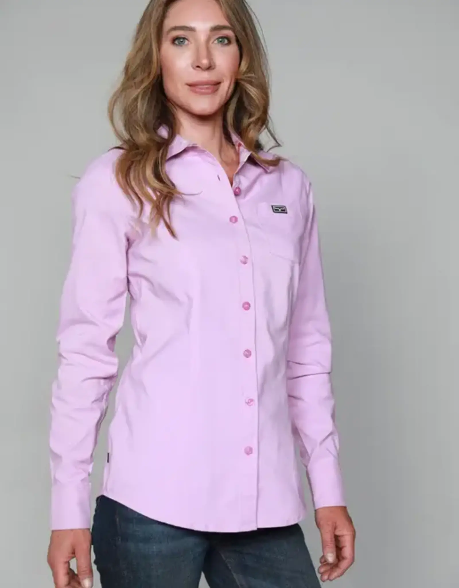 Womens Kimes Linville Coolmax Solid Button Down Shirt Lilac - Cowpokes ...