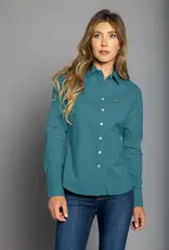 Womens Kimes Linville Coolmax Solid Button Down Shirt Blue