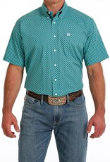 Cinch Mens Cinch Short Sleeve Turquoise Print Western Button Shirt