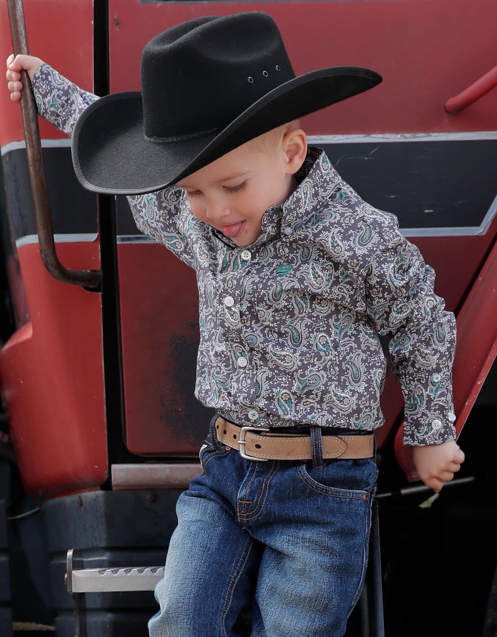 Cinch Toddler Cinch Long Sleeve Grey Green Paisley Western Button Shirt