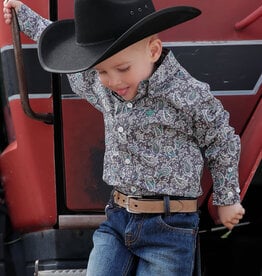 Boys Western Cowboy Snap Shirt ~ TURQ PAISLEY