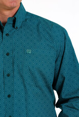 Cinch Mens Cinch Long Sleeve Teal Western Print Button Down Shirt