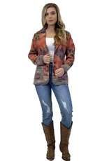 Womens Coral Aztec Leopard Blazer Jacket