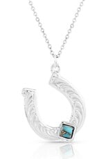 Montana Silversmiths Silver Horseshoe With Turquoise Necklace