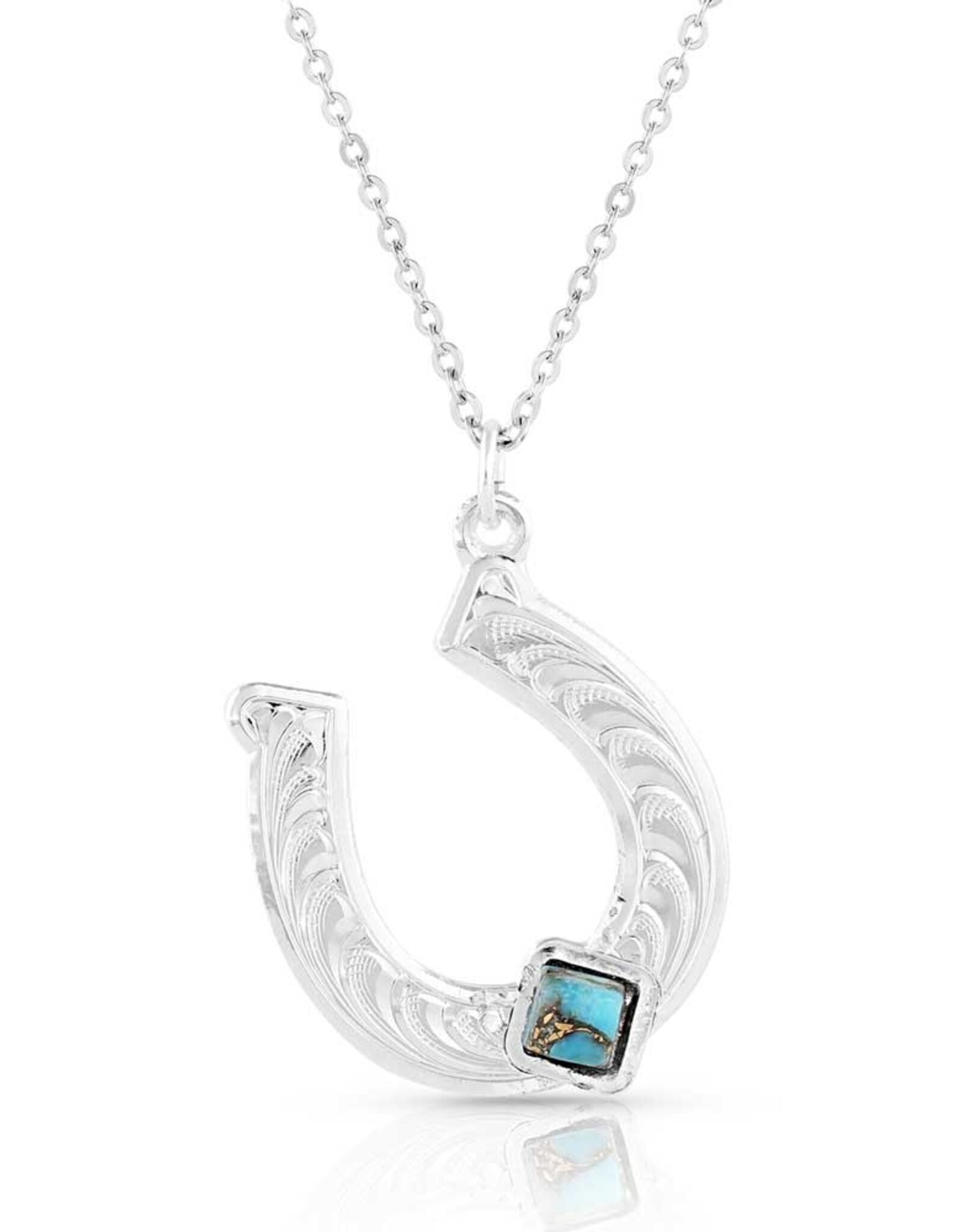 Montana Silversmiths Silver Horseshoe With Turquoise Necklace