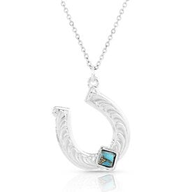Montana Silversmiths Silver Horseshoe With Turquoise Necklace