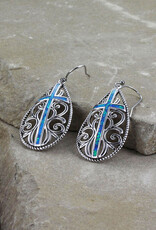 Montana Silversmiths Large Filigree With Opal Cross Earrings