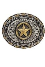 Montana  Silversmiths Two Tone Texas Star Oval Belt Buckle