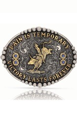 Belt Buckle Oval Bull Rider Pain is Temporary Victory Last Forever