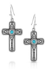 Montana Silversmiths Etched Cross Turquoise Earrings