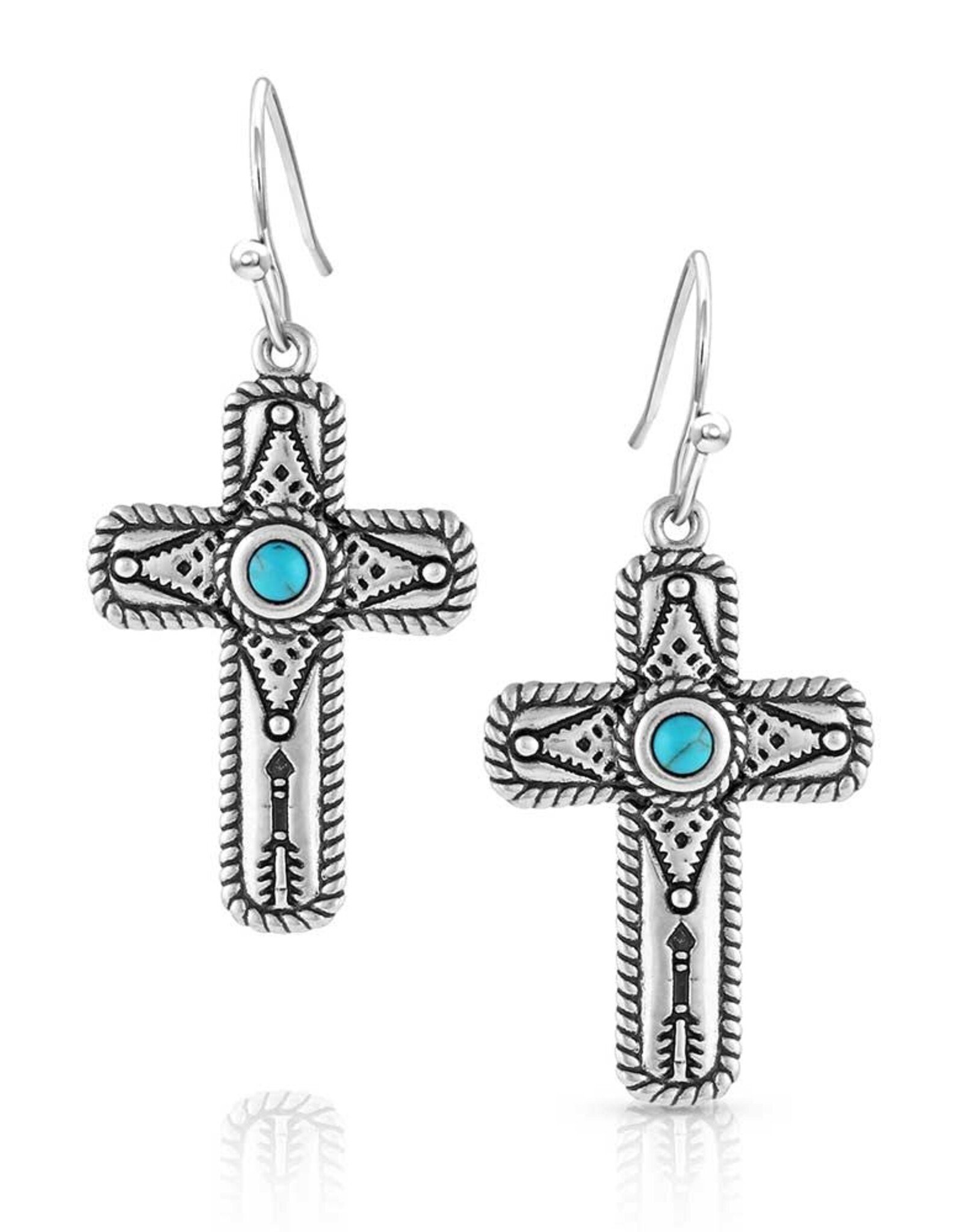 Montana Silversmiths Etched Cross Turquoise Earrings