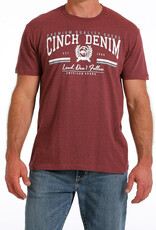 Cinch Mens Cinch Short Sleeve  Heather Burgundy Logo T Shirt