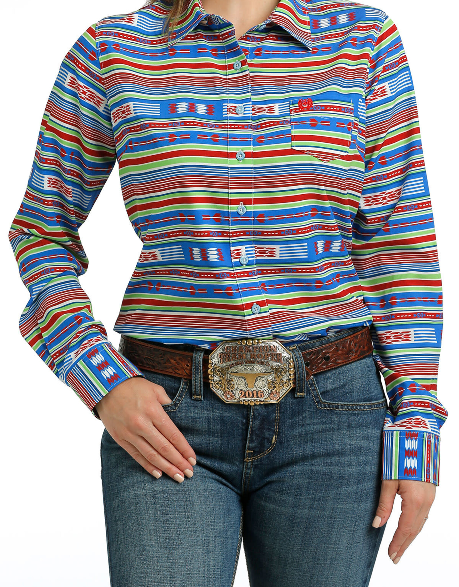 Cinch Womens Cinch Bright Serape Aztec Arena Flex Long Sleeve Button Western Shirt