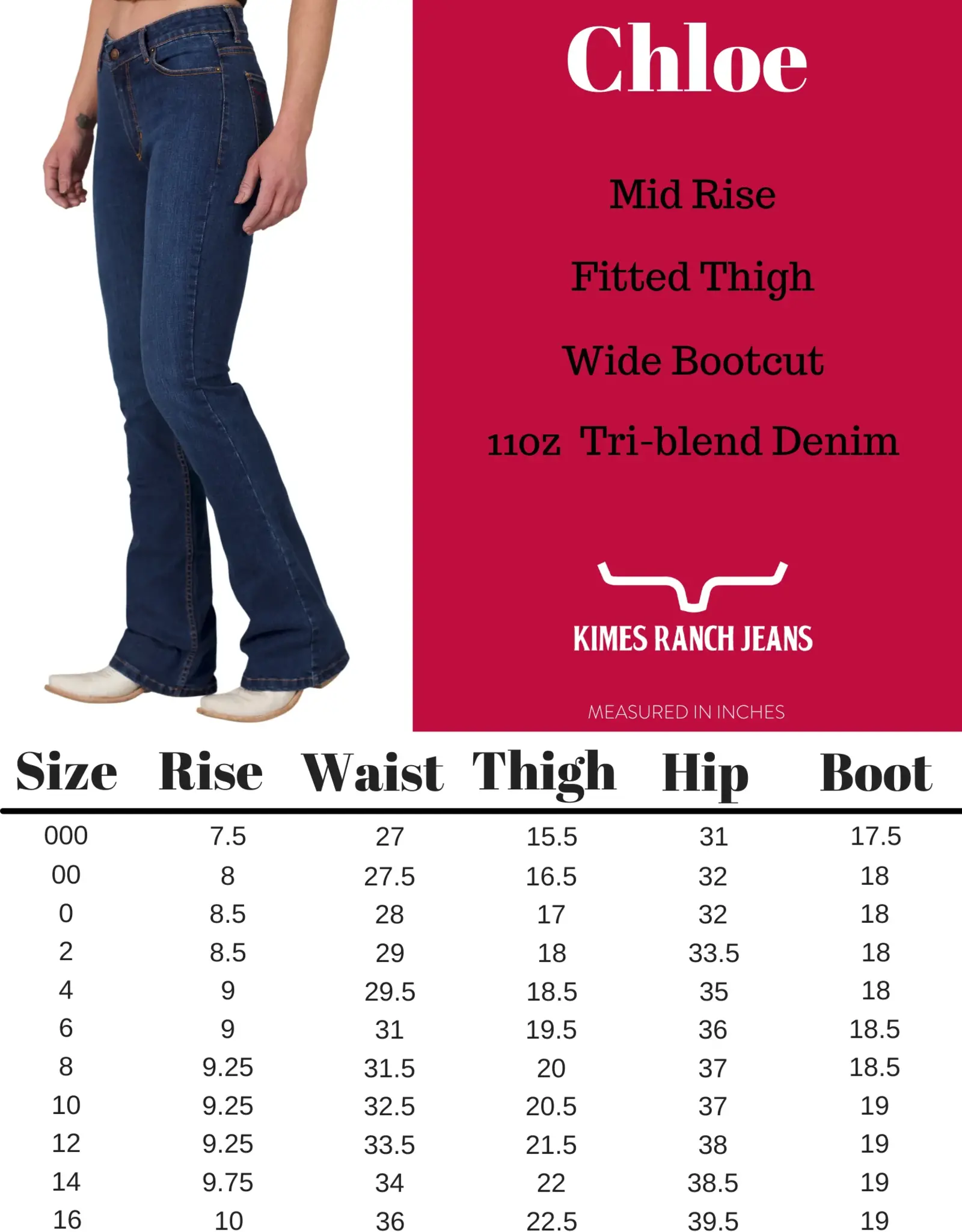 Womens Kimes Chloe Dark Denim Boot Cut Jean