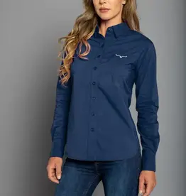 Womens Kimes Navy KR Team Long Sleeve Button Down Western Arena Shirt