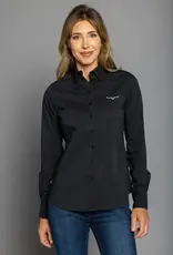 Womens Kimes Black KR Team Long Sleeve Button Down Western Arena Shirt