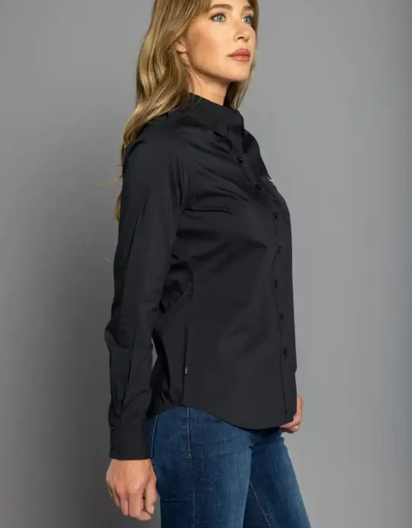 Womens Kimes Black KR Team Long Sleeve Button Down Western Arena Shirt