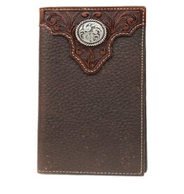 Ariat Ariat Rodeo Wallet Rowdy Brown Tooled Overlay Floral Swirl Concho