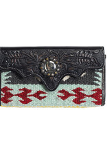 Womens Grey Mint Southwest Blanket Clutch Wallet