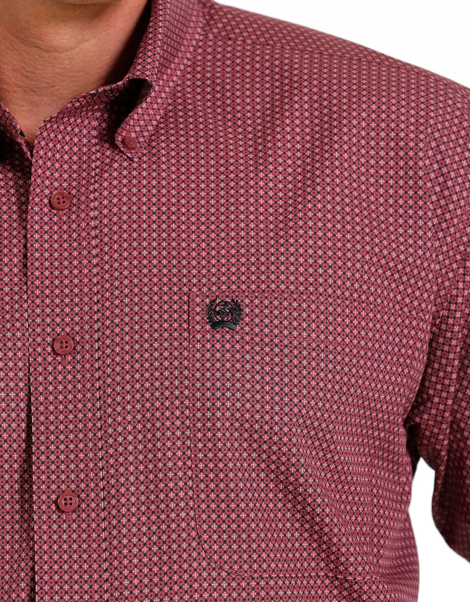 Cinch Mens Cinch Long Sleeve Fuchsia Black Classic Western Button Down Shirt