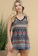 Womens Avery Black Multi Color Tank Top