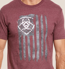 Ariat Ariat Mens Heather Burgundy Vertical Flag T-Shirt