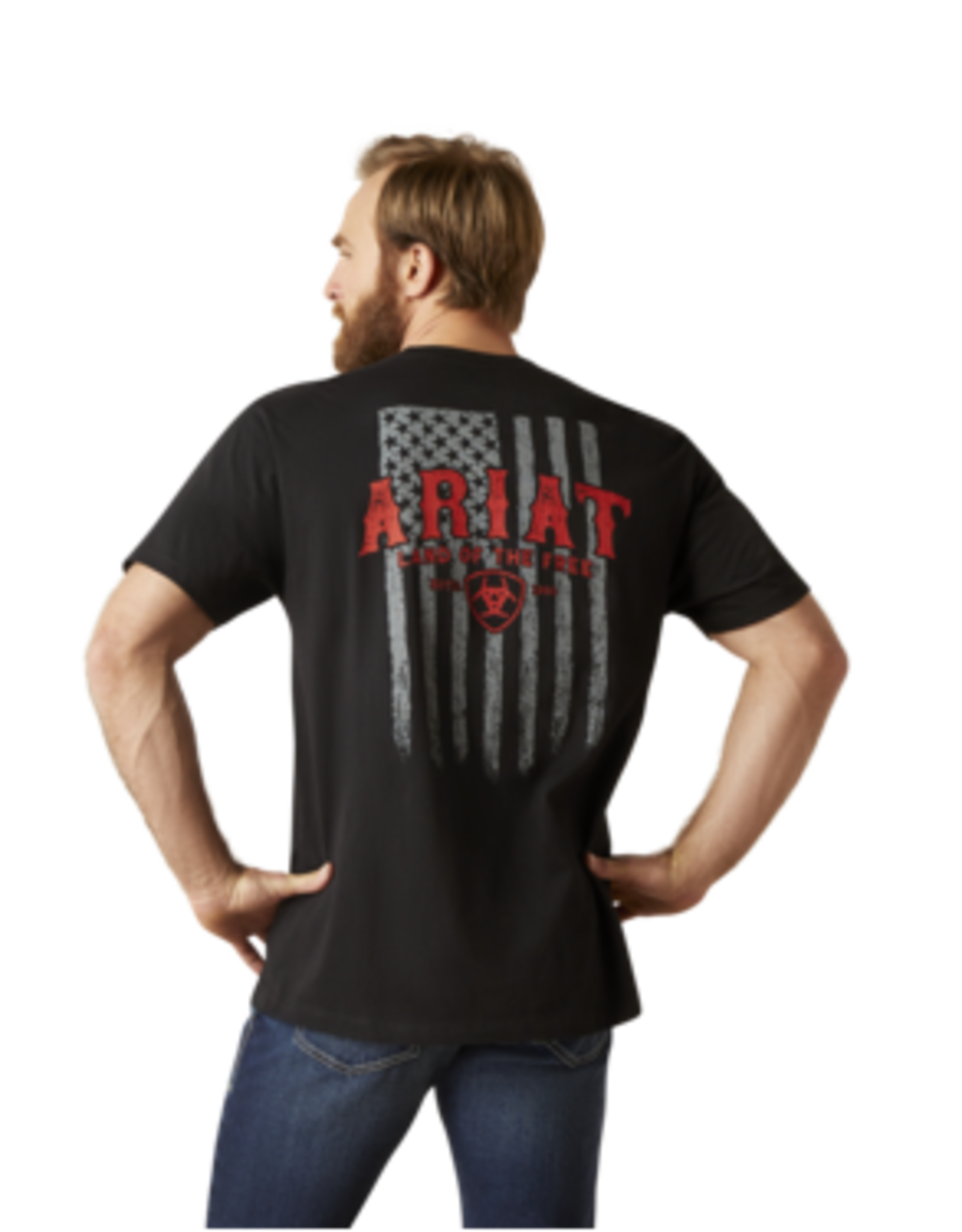 Ariat Ariat Mens Black Land Of The Free Logo T-Shirt