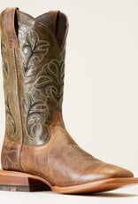 Ariat Mens Ariat Wide Square Toe Cowboss Crinkled Brown Prairie Green Western Cowboy Boot