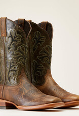 Ariat Mens Ariat Wide Square Toe Cowboss Crinkled Brown Prairie Green Western Cowboy Boot