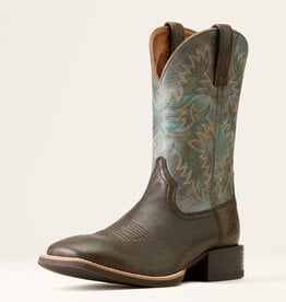 Ariat Mens Ariat Wide Square Toe Sport Latigo Chocolate Brown Stone Blue Western Cowboy Boot