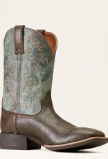 Ariat Mens Ariat Wide Square Toe Sport Latigo Chocolate Brown Stone Blue Western Cowboy Boot