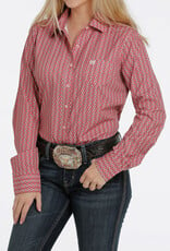 Cinch Womens Cinch Pink  Print Arena Flex Long Sleeve Button Western Shirt