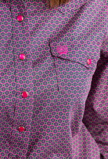 Cinch Ladies Long Sleeve Pink Lime Print Snap