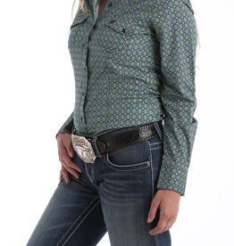 Cinch Ladies Long Sleeve Snap Lime Print