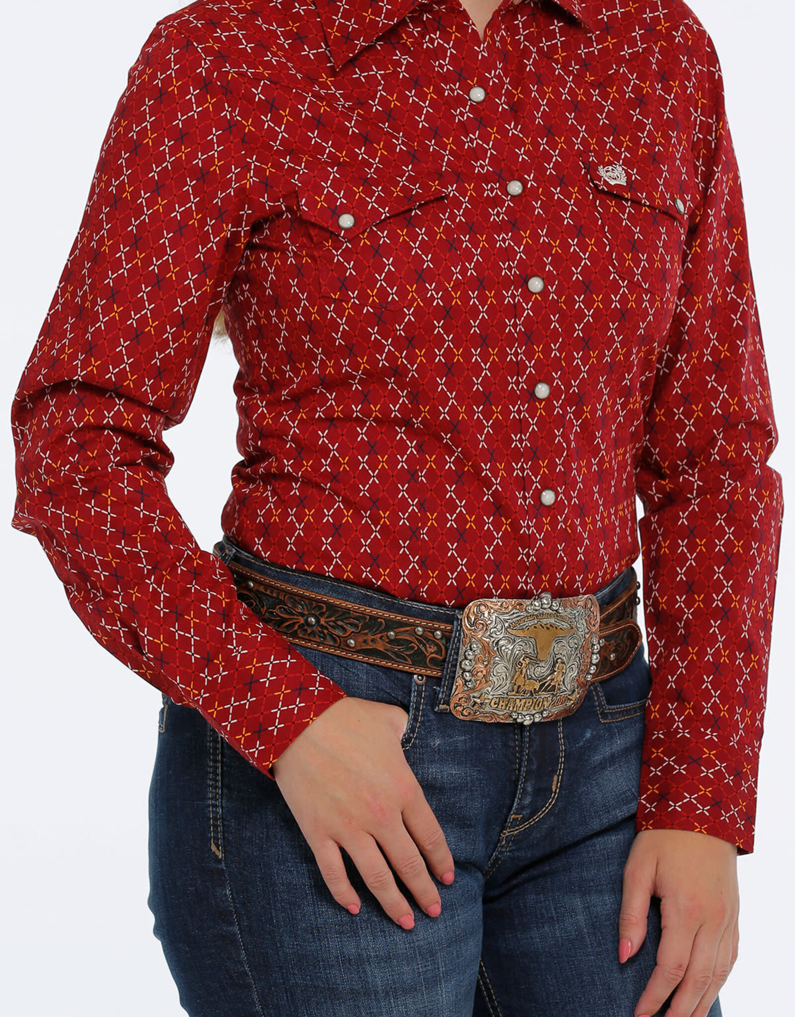 Cinch Womens Cinch Multi Color Stitch Print Snap Western Shirt