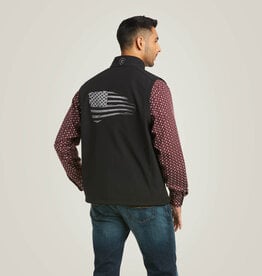 Ariat Ariat Mens Softshell Concealed Carry Black Logo Embroidered Patriot Flag Vest