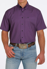 Cinch Mens Cinch Short Sleeve Purple Print Arena Flex Western Button Shirt