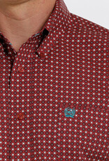 Cinch Mens Cinch Red Print  Short Sleeve Cinch Western Button Shirt