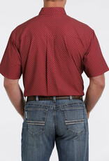 Cinch Mens Cinch Short Sleeve Burgundy Print Arena Flex Western Button Shirt