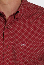 Cinch Mens Cinch Short Sleeve Burgundy Print Arena Flex Western Button Shirt