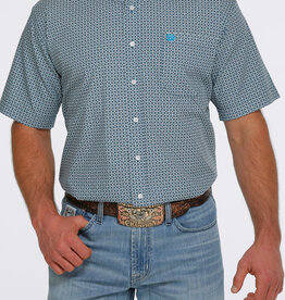 Cinch Mens Cinch Blue Print  Classic Short Sleeve Western Button Shirt