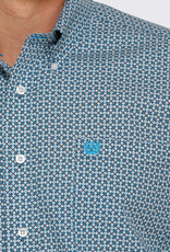 Cinch Mens Cinch Blue Print  Classic Short Sleeve Western Button Shirt
