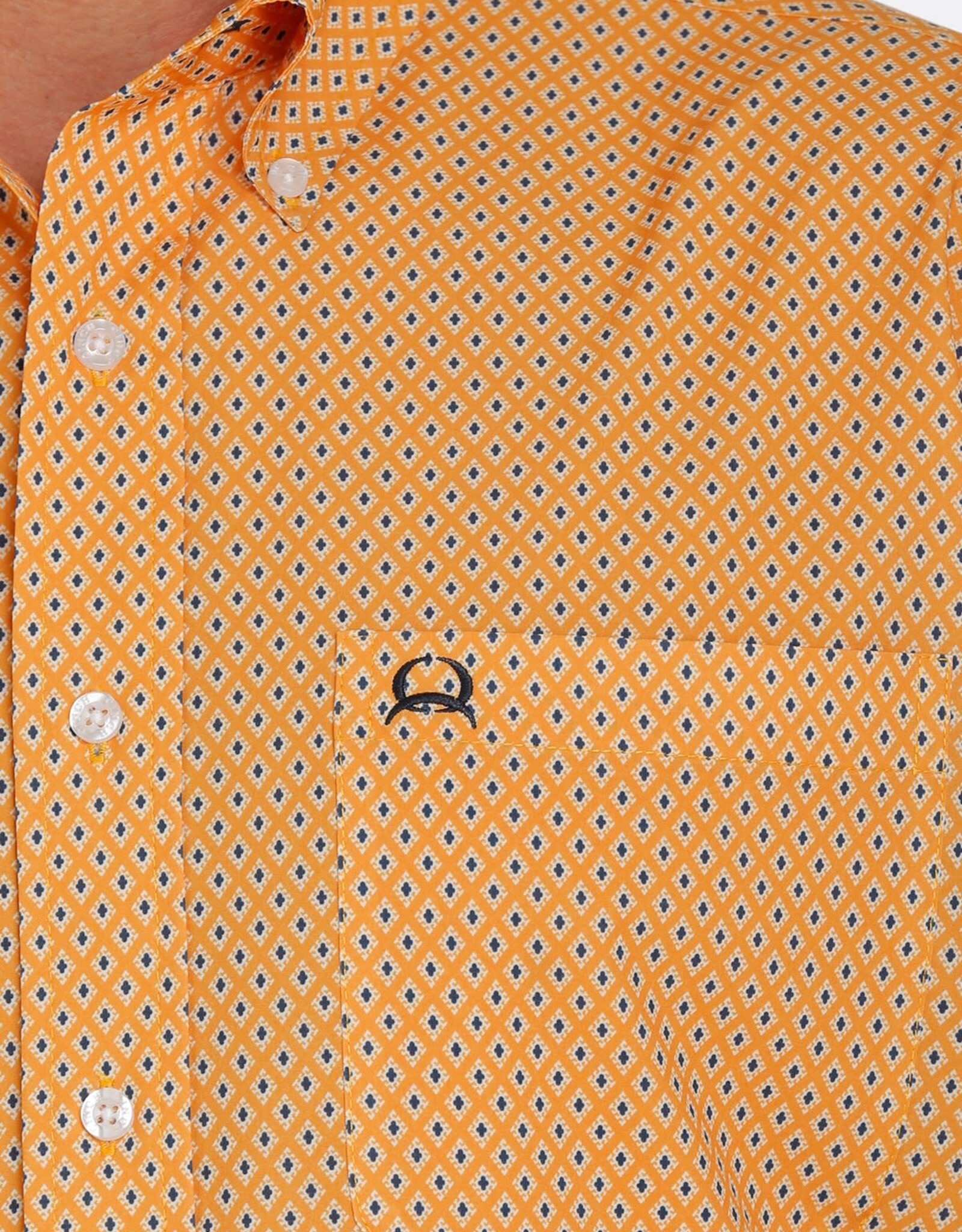 Cinch Cinch Men's Arena Flex Orange Print Short Sleeve Shirt