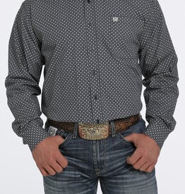 Cinch Mens Cinch Long Sleeve Navy Blue  Sunburst Print Western Button Shirt