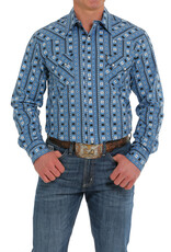 Cinch Mens Cinch Modern Fit Blue Aztec Western Snap Long Sleeve Shirt