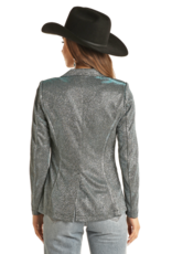 Womens Iridescent Teal Blazer Jacket