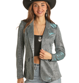 Womens Iridescent Teal Blazer Jacket