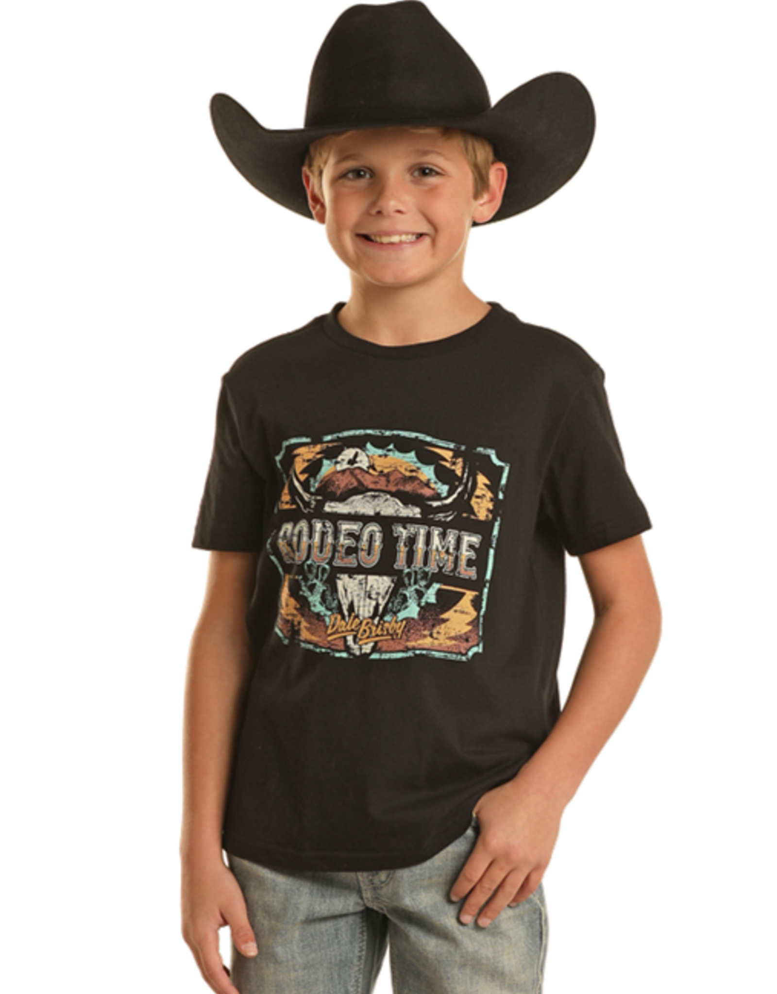 Boys Dale Brisby Rodeo TIme Black Short Sleeve T Shirt