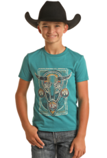 Boys Dale Brisby Pow Pow Turquoise Short Sleeve T Shirt
