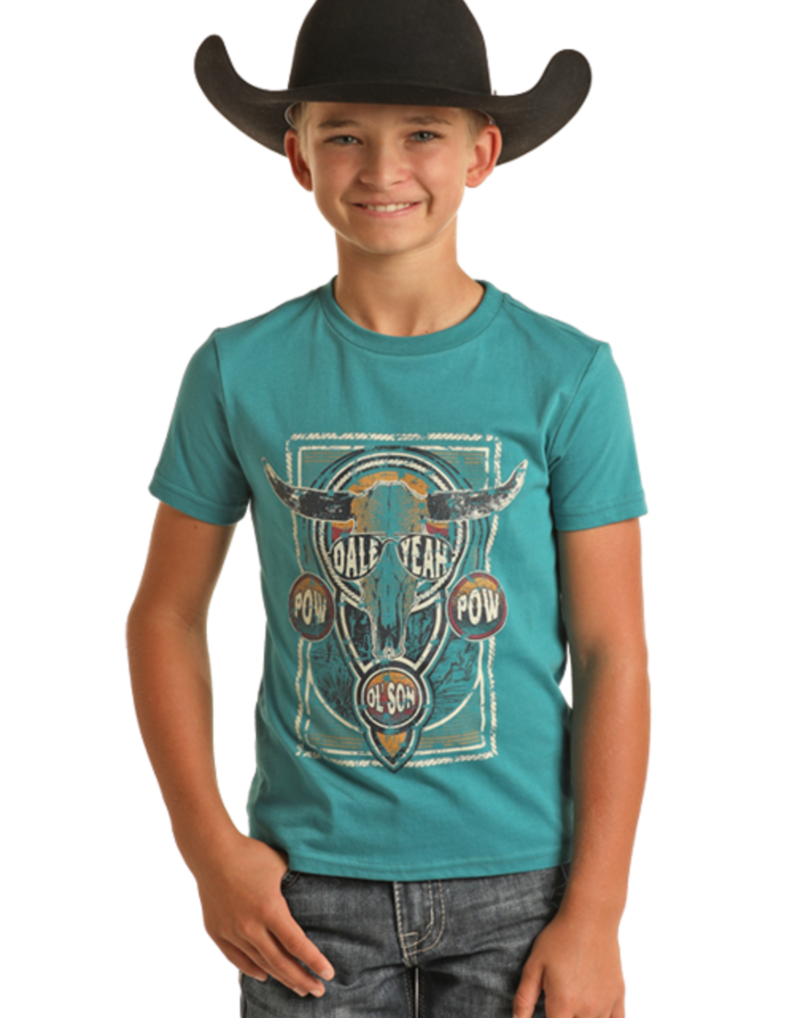 Boys Dale Brisby Pow Pow Turquoise Short Sleeve T Shirt